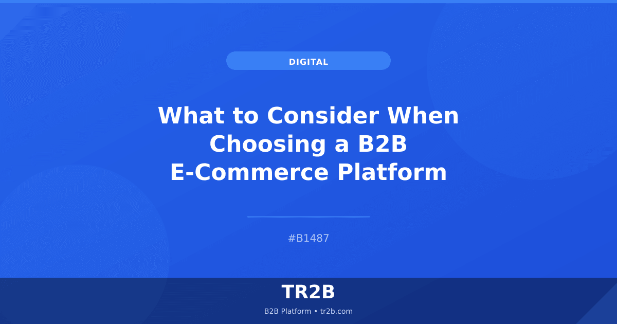 What to Consider When Choosing a B2B E-Commerce Platform