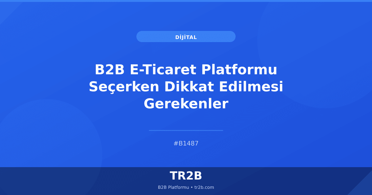 B2B E-Ticaret Platformu Seçerken Dikkat Edilmesi Gerekenler